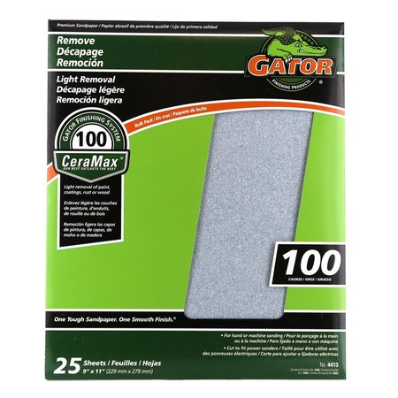 GATOR GRIT Gator CeraMax 11 in. L X 9 in. W 100 Grit Ceramic Sandpaper 3403